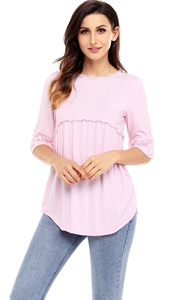 BY250232-10 Pink Babydoll Long Tunic Top